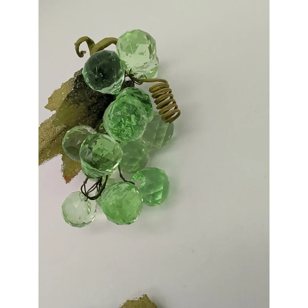 Vintage Style Lime Green Faceted Acrylic Grape Clusters Set of 4 MCM Kitsch